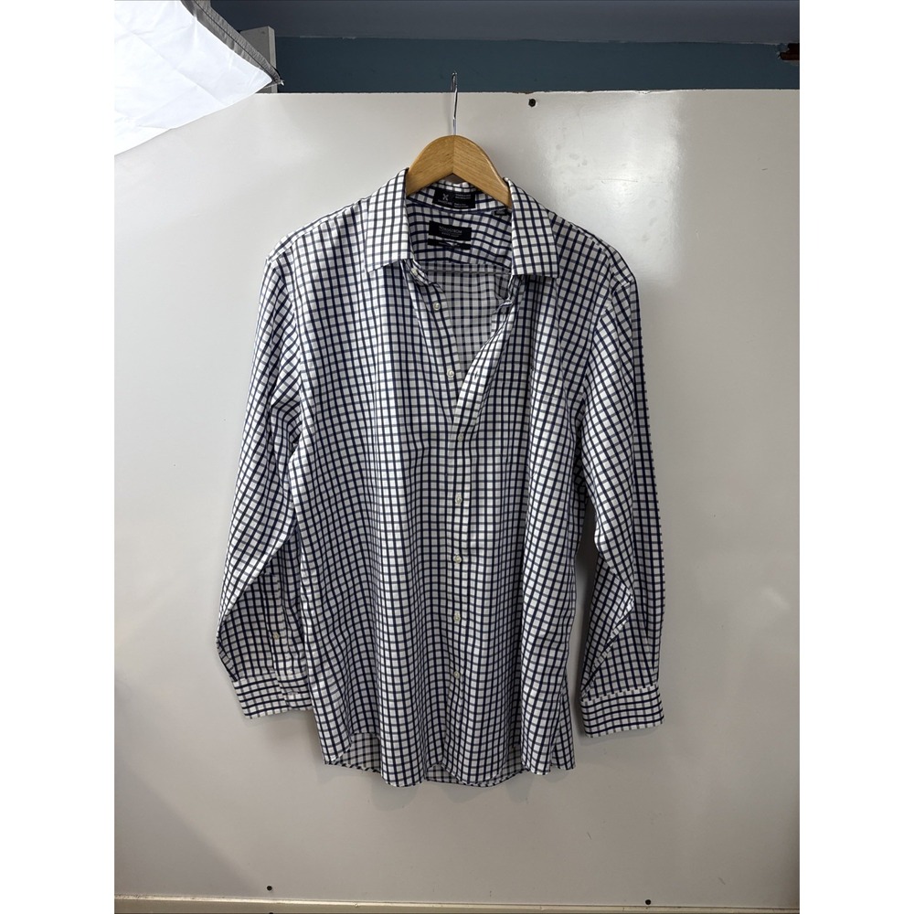 Nordstrom Men's Dress Shirt, Traditional Fit, 16 1/2 x 35 Blue White Plaid